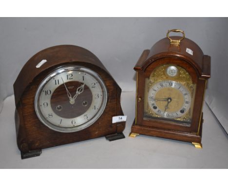 An early 20th century Smiths mantel clock and a similar bracket style clock by Elliott