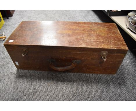 A vintage wooden tool box
