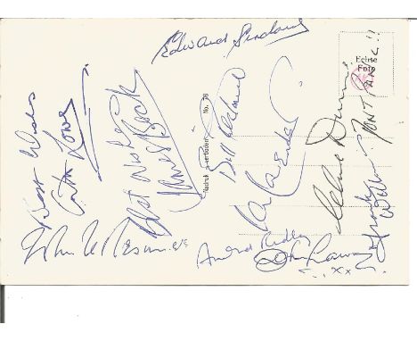 Dads Army post card signed by cast members Arthur Lowe, John Le Mesurier, James Beck, Edward Sinclair, Bill Pertwee, Ian Lave