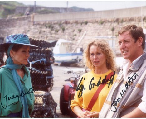 Bergerac cast signed. 8x10 inch photo signed by John Nettles, Liza Goddard and Judy Buxton, from the Bergerac episode "S. P. 