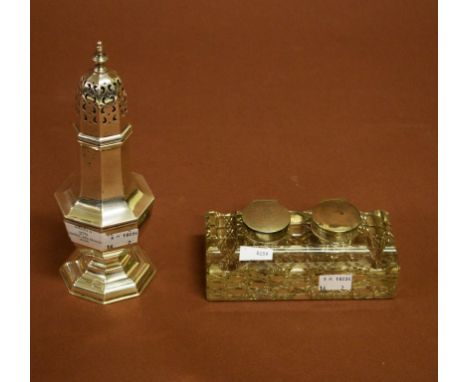 A GEORGE III SCOTTISH SILVER CASTER, Edinburgh. 1916. By Hamilton and Inches.Octagonal baluster shaped body, with pierced dom