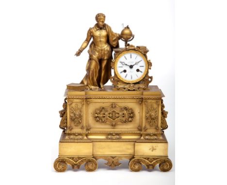 A FINE FRENCH ORMOLU CLOCK. Pomms movement with silk suspension and outside countwheel. Enamel dial with Roman numerals. Sign