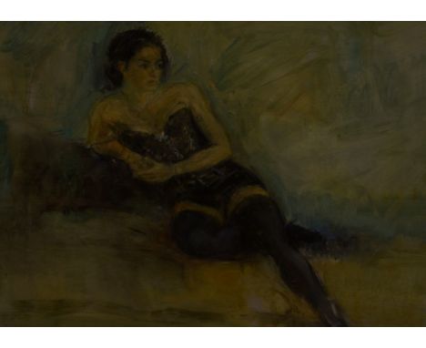 DAVID LLOYD SMITH (BORN 1944), 'Portrait of Semi Nude Woman Seated'. And. anothersimilar, 'Woman reclining in Lingerie', one 