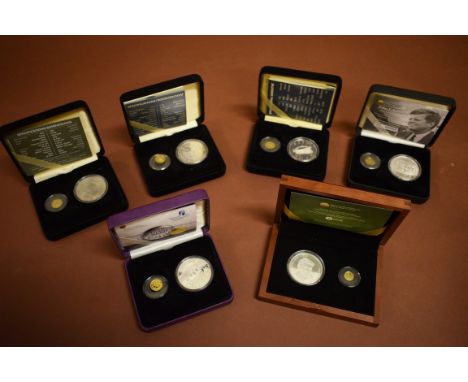 A COLLECTION OF IRISH MINT PROOF COINS, six cased sets, each with a twenty euro gold coin (.999g), a ten euro silver coin (.9