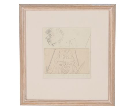 Sir Stanley Spencer, K.C.B., C.B.E., R.A. (British, 1891-1959):A head study above a figural sketch study down on card, H 14 x