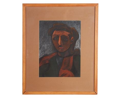 Bejamin Creme (Scottish, 1922-2016):Portrait of a lady, coloured chalks, signed upper right & dated '45, H 41.5 x W 30.5 cm. 