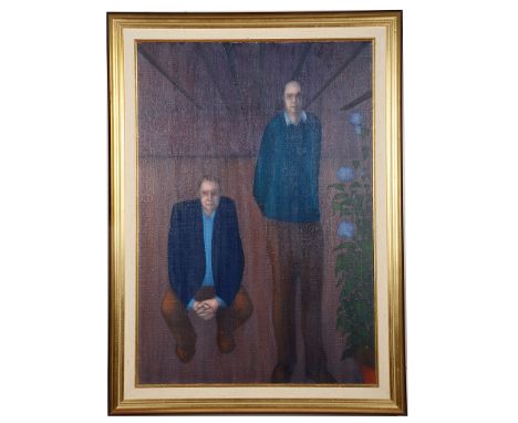 Hugh Fleetwood (British, b. 1944):Portrait of Richard Simon & Richard Davis, oil on canvas, labelled verso, H 80 x W 55 cm.  