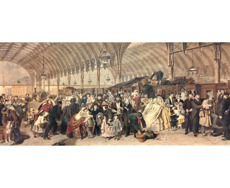 A quantity of prints, predominantly Victorian, to include a hand coloured engraving after William Powell Frith's The Railway 