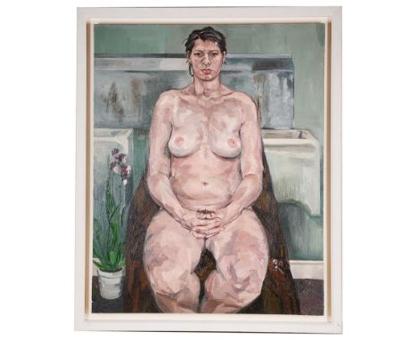 Alan Parker (British, b. 1965):'BP Portrait No. 1', study of a seated female nude, oil on canvas, inscribed verso, H 102 x W 