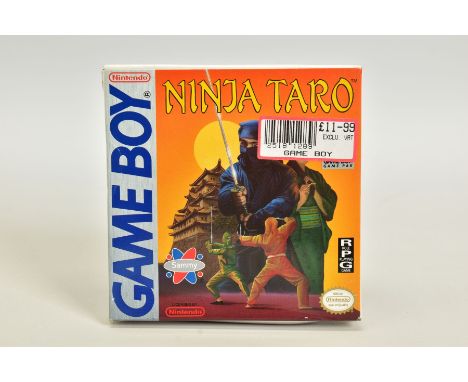 NINJA TARO GAMEBOY GAME BOXED, RPG game boxed with its manual; contains moderate wear on the bottom and bottom right corner o