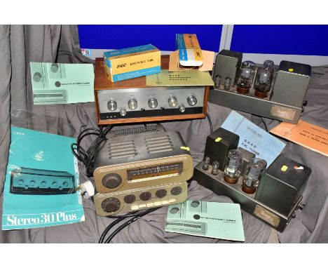 QUAD AND LEAK HI FI EQUIPMENT comprising of two The Quad ll Monoblock Valve amplifiers, a Quad 22 Control Unit, a Quad FM Tun