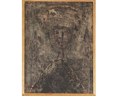 Federzeichnung auf Papier (auf Pappe montiert)/Papiercollage, ¨Portrait Imaginaire¨, oben links signiert ¨HMusialowicz¨, vers
