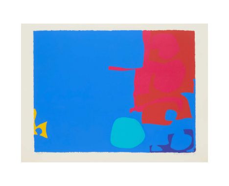  PATRICK HERON C.B.E. (BRITISH 1920-1999) INTERLOCKING PINK AND VERMILLION WITH BLUE, APRIL - 1970 Screenprint, 50/100, signe