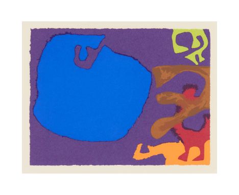  PATRICK HERON C.B.E. (BRITISH 1920-1999) NO. 6: BLUE WITH LIME, UMBER, DULL RED AND ORANGE IN VIOLET, JANUARY 1976, FROM 'SH