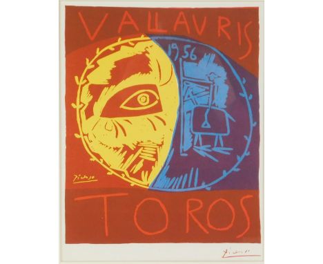 A Pablo Picasso poster print, Vallauris Toros 1956, 29cm x 23cm, framed and glazed. 