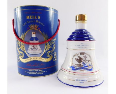 A Bells Old Scotch Whisky commemorative decanter, to commemorate the birth of Princess Eugenie 23rd March 1990.  (boxed)