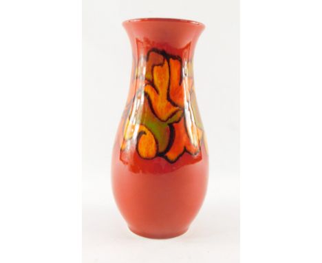 A Poole Delphis pottery vase, of baluster form, 23cm high.
