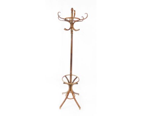 An early 20thC bentwood coat and hat stand, 197cm high.