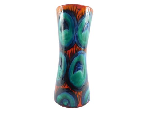 A Poole Pottery Flamboyance hour glass vase, 34cm high.