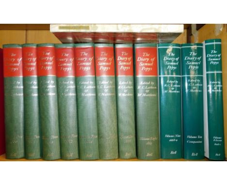 Eleven volumes of Bell's The Diary of Samuel Pepys, edited by RC Latham and W Matthews, together with a Samuel Peeps esq colo