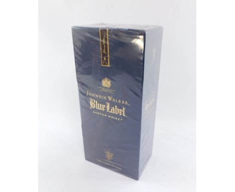 A Johnnie Walker Blue Label Scotch Whisky, in box and outer cellophane wrap.
