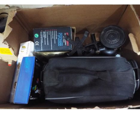 A good mixed lot to include weighing scales, scientific flight kit and similar