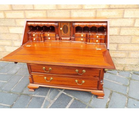 An apprentice piece Bureau, the slope front resting on manual lopers to reveal a with fitted interior, 55 cm (h) x 56.5 cm (w