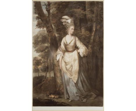 FRANCIS S WALKER, A LADY, MEZZOTINT, PRINTED IN COLOUR, SIGNED BY THE ARTIST IN PENCIL, 42 X 33CM AND A LARGER SIMILAR CONTEM