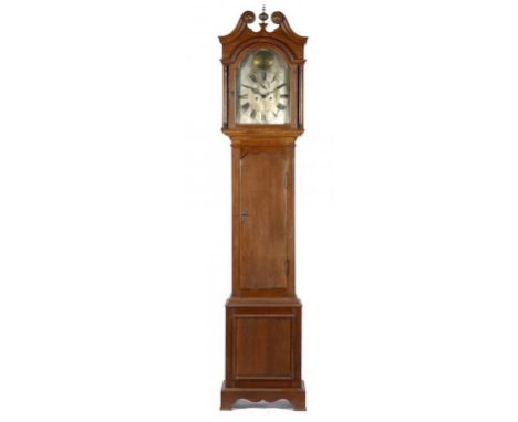 A VICTORIAN OAK EIGHT DAY LONGCASE CLOCK MAPLE & CO LTD, LONDON, C1900, the breakarched and silvered dial with subsidiary sec