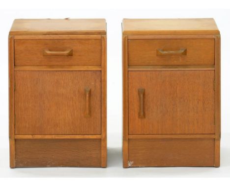 A PAIR OF G-PLAN LIGHT OAK BEDSIDE CUPBOARDS, 56CM W, 1960'S