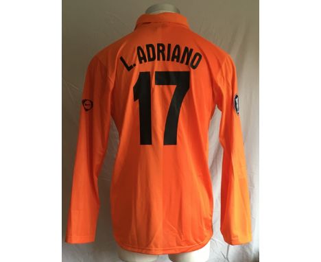 Shakhtar Donetsk 2008 - 2009 Match Worn Football Shirt: Home long sleeve number 17 with UEFA Cup badging to arms. Worn by Adr
