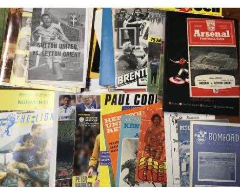 Friendly + Testimonial Football Programmes: From the 60s onwards mainly in the UK. Includes 59/60 Arsenal v Orient, Peterboro