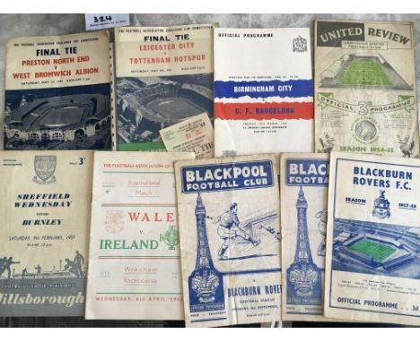 Football Programme Selection: 1961 FA Cup Final with ticket, 1954 FA Cup Final and programmes from the mid 50s to early 60s t