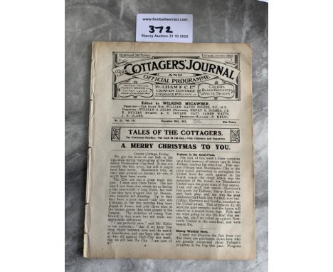 1913 - 1914 Fulham v Bristol Rovers Football Programme: First team league match with no team changes. Ex bound with covers.