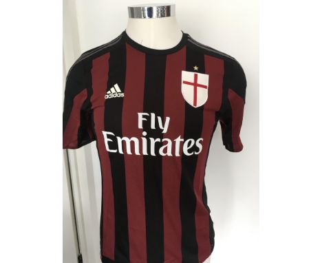 AC Milan 2015 - 2016 Match Worn Football Shirt: Home short sleeve number 37 with Audi Cup badging to arms. Worn by Antonelli 