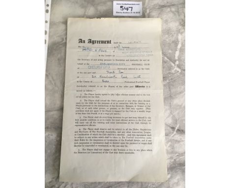 Frank Soo Chelmsford City Football Contract: Incredible item for many reasons. This first Asian England International was sig