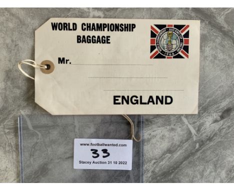1966 World Cup Official Baggage Label: Very large unused label with strings still attached. One side has World Championship J