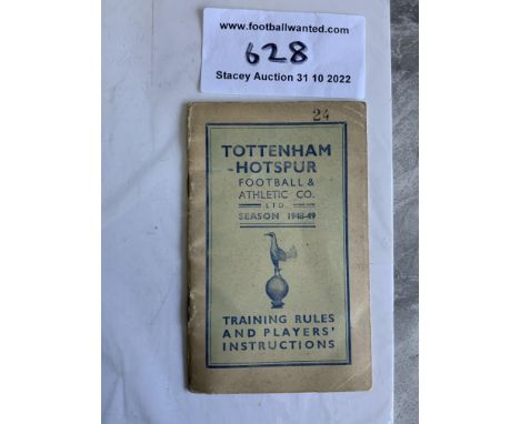 Harry Clarke 48/49 Tottenham Training Rules: Small booklet issued to Clarke  which states Training Rules And Players Instruct