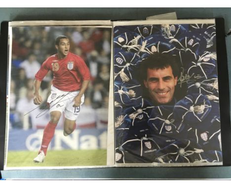 England Football International Large Photos: Album with mainly 16 x 12 inch photos. Some are signed which include Seaman, She