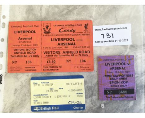 88/89 Arsenal Title Winning Football Tickets: Famous Liverpool v Arsenal match that the Gunners won 2-0 at Anfield to win the