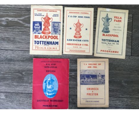 FA Cup Semi Final Pirate Football Programmes: Blackpool v Tottenham in 48 and 53 plus 3 from the 60s. Fair/good. (5)