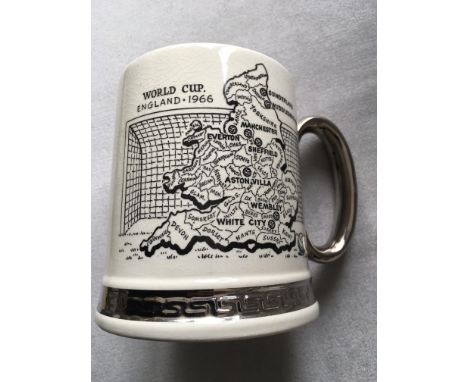 Rare 1966 Football World Cup Ceramic Tankard: The rare one made by Mowlem of Stevenage. Beautifully made with silver coloured