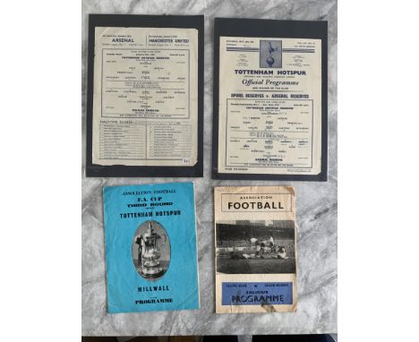 Tottenham Pirate + Reserve Football Programmes: Reserve home single sheets v 59/60 Fulham + 60/61/Arsenal plus pirates v 66/6