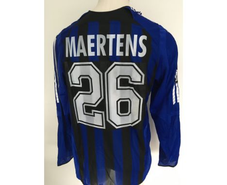 Club Brugge 2006 - 2007 Match Worn Football Shirt: Home long sleeve number 26 with UEFA Cup badging to arms. Worn by Maertens