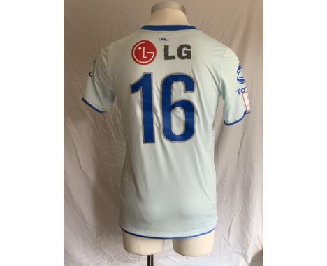Boca Juniors 2011 Match Worn Football Shirt: Away short sleeve number 16 with Emirates Cup badging to arms. Worn by Somoza v 