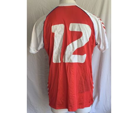 Denmark Jan Molby Euro 1984 Match Issued Football Shirt: Red short sleeve Hummel number 12 issued to Liverpool player Molby f