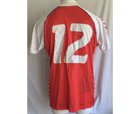 Denmark Jan Molby Euro 1984 Match Issued Football Shirt: Red short sleeve Hummel number 12 issued to Liverpool player Molby f