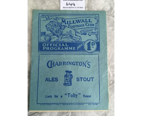38/39 Millwall v Tottenham Testimonial Football Programme: Near mint condition programme with no team changes for the benefit