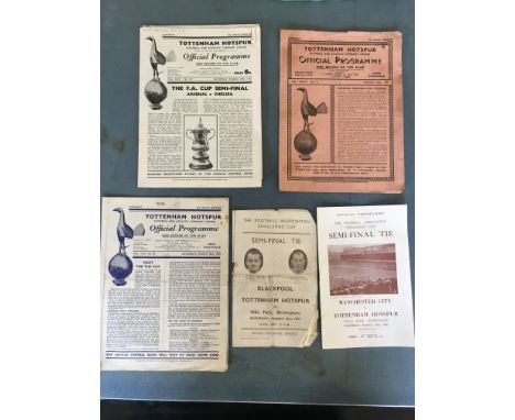 Tottenham FA Cup Semi Final Football Programmes: 46/47 at Spurs Arsenal v Chelsea, 47/48 v Blackpool poor, 49/50 Chelsea v Ar