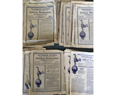 1940s Home Tottenham Football Programmes: 45/46 Arsenal, 46/47 x 17, 47/48 x 17, 48/49 x 10, 49/50 x 6. Overall poor. (51)